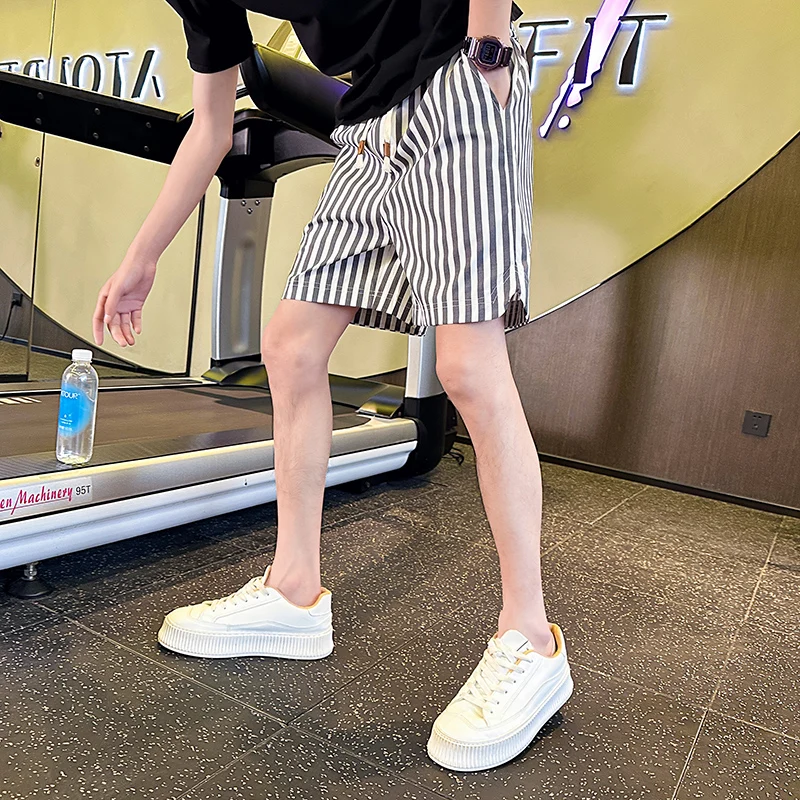 

Мужские летние повседневные брюки свободного кроя из полиэстера, прямые, молодежные, спортивные, модные