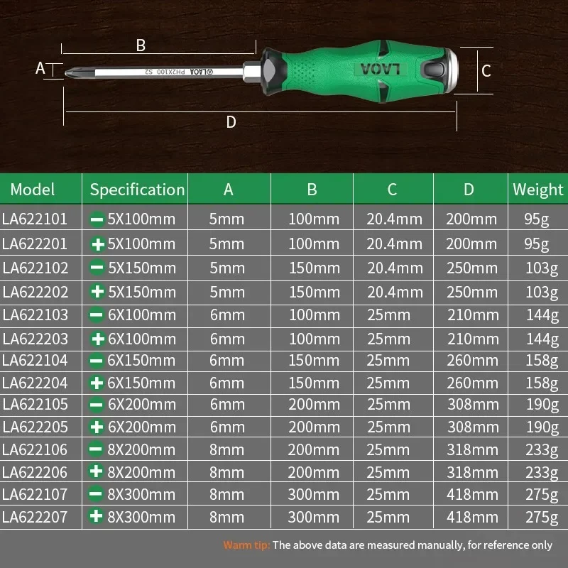 LAOA Slotted Phillips screwdriver penetration impact anti slip strong magnetic striking screwdriver