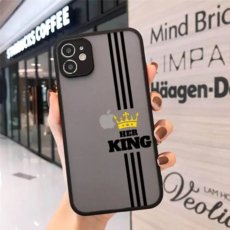 King/Queen Phone Case for iPhone 13 12 11 Pro Max 12 Mini X XS Max XR 8 7 6 6s Plus Hard Matte Cover Fundas