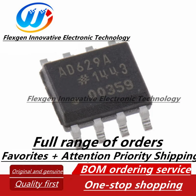 (5 pcs) AD629ARZ SOIC-8 high-precision differential op amp IC in AD629A package