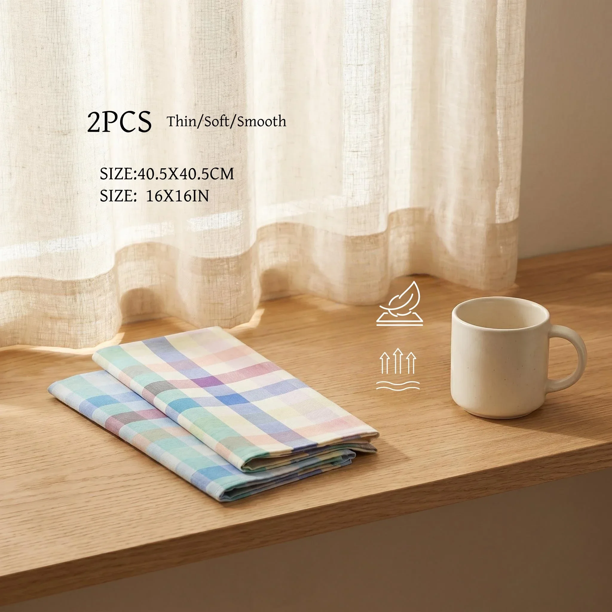 

40.5cm Colorful Plaid Fabric, Yarn-Dyed, DIY Craft Material, 2PCS, Soft & Absorbent, Bright Colors