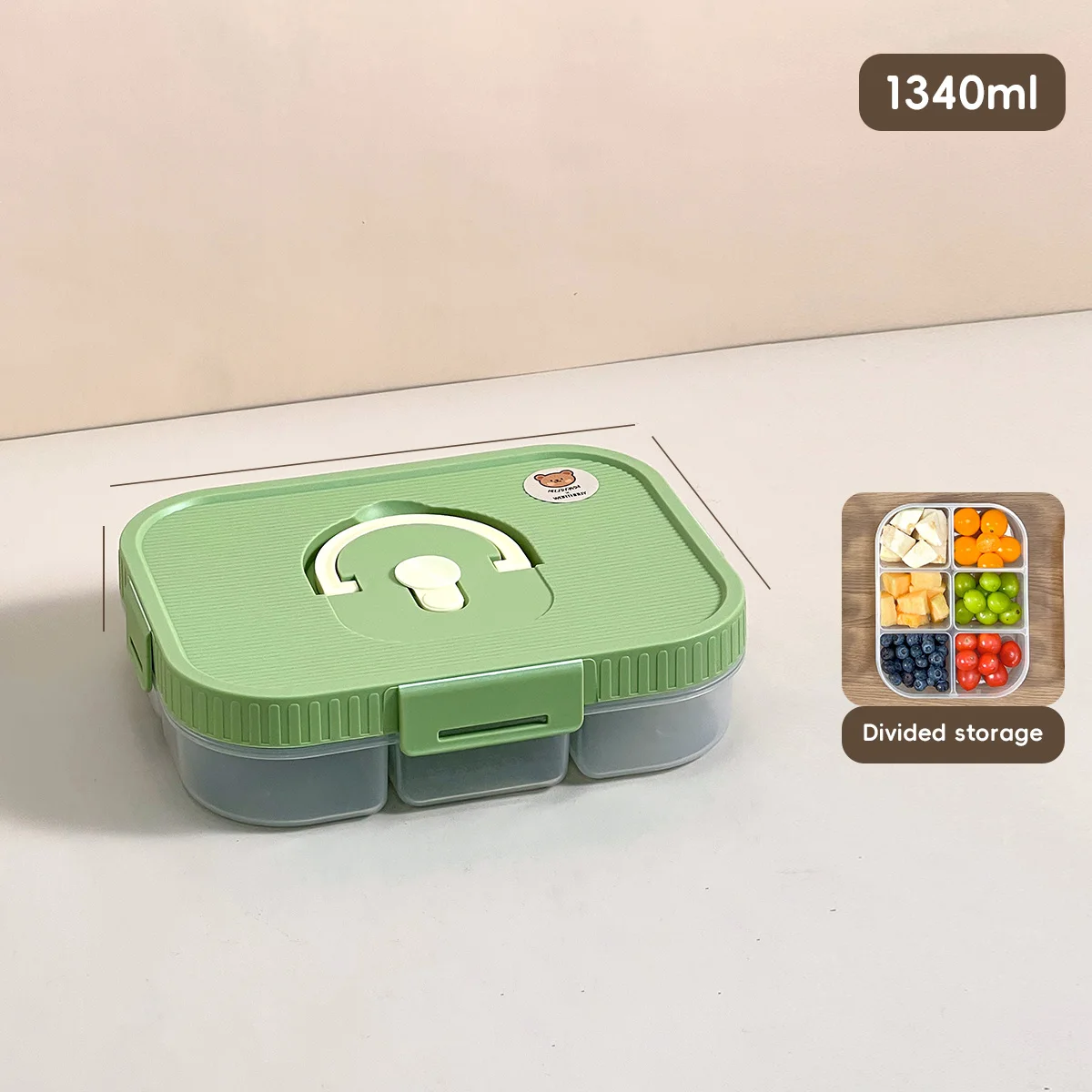 Magnetron Plastic Verdeelde Lunchbox Met Handvat Camping Picknick Draagbare Lekvrije Fruitsalade Voedselcontainer Voor Kinderen Studenten