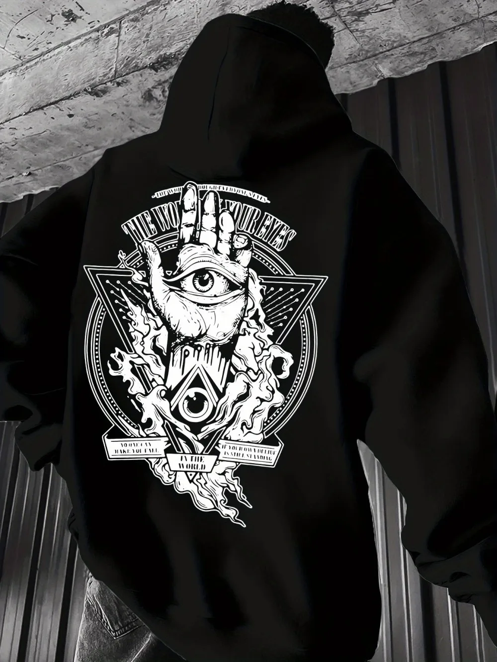 2025 American Autumn New Men's Totem Printed Micro Elastic Comfortable Hoodie Outdoor Street Style Clothing