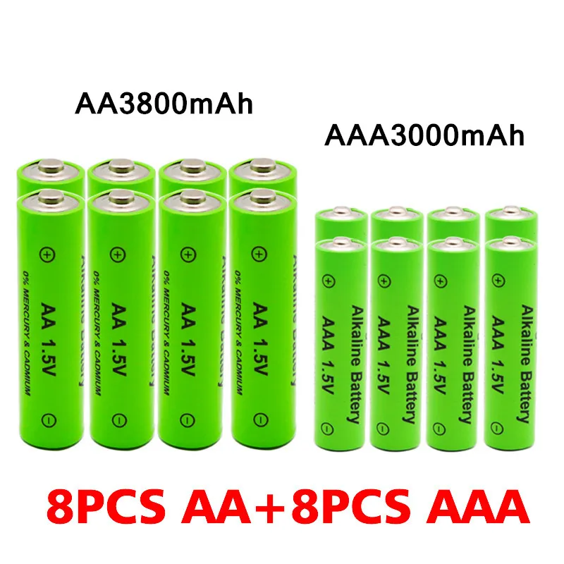 

AA + AAA Rechargeable AA 1.5V 3800mAh/1.5V AAA 3000mah Alkaline Battery Flashlight Toys Watch MP3 Player Replace Ni-Mh Battery