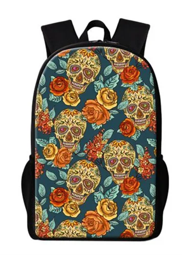 Cool Skull Backpacks for Girls Floral Unique School Bags Casual for Boys Bookbags College Students Multifunctional Backpacks