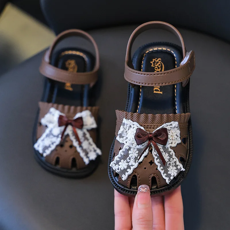 

Girls Sandals Sweet Bow Toddler Kids Princess Beach Shoes Soft Sole 2025 Summer New Children Casual Shoes Breathable Non-slip