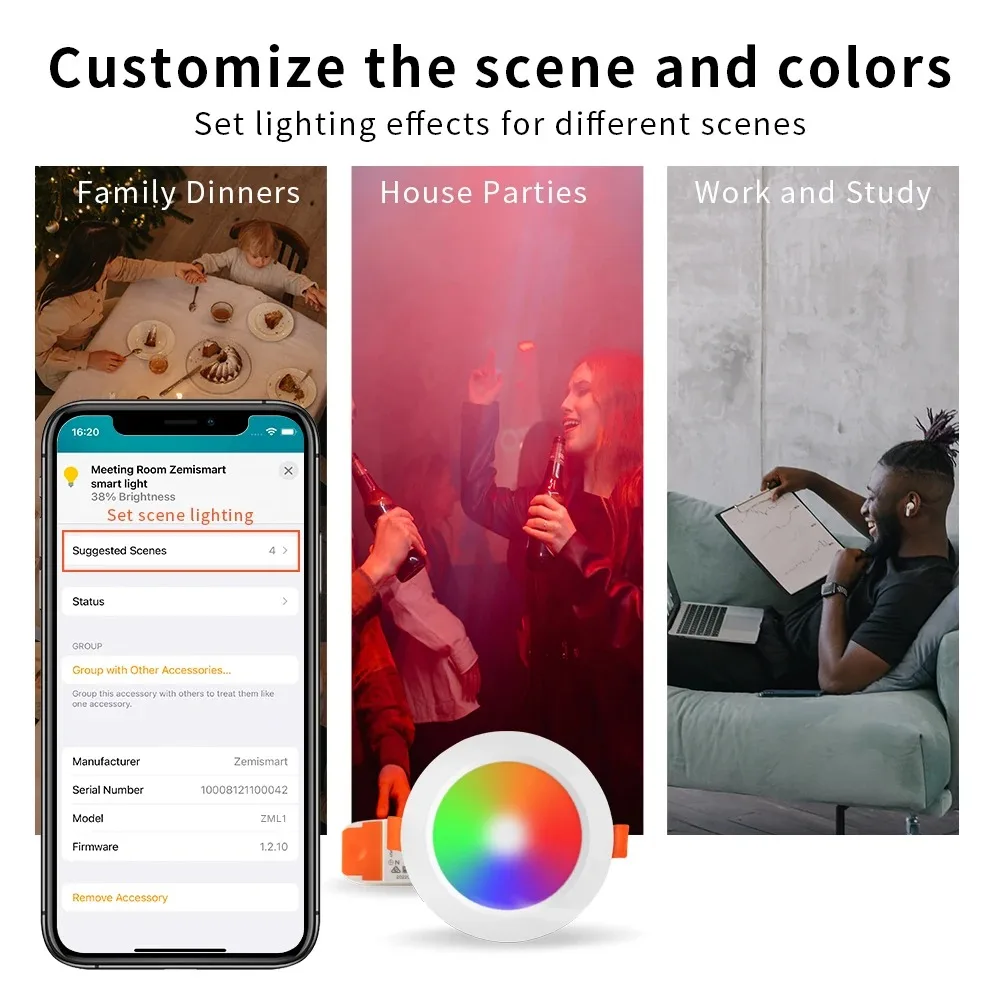 ホームLEDシーリングライト,wifi経由で照明を提供する調光可能なライト,RGB,15W, Homekit,alexa,GoogleHomeと互換性があります