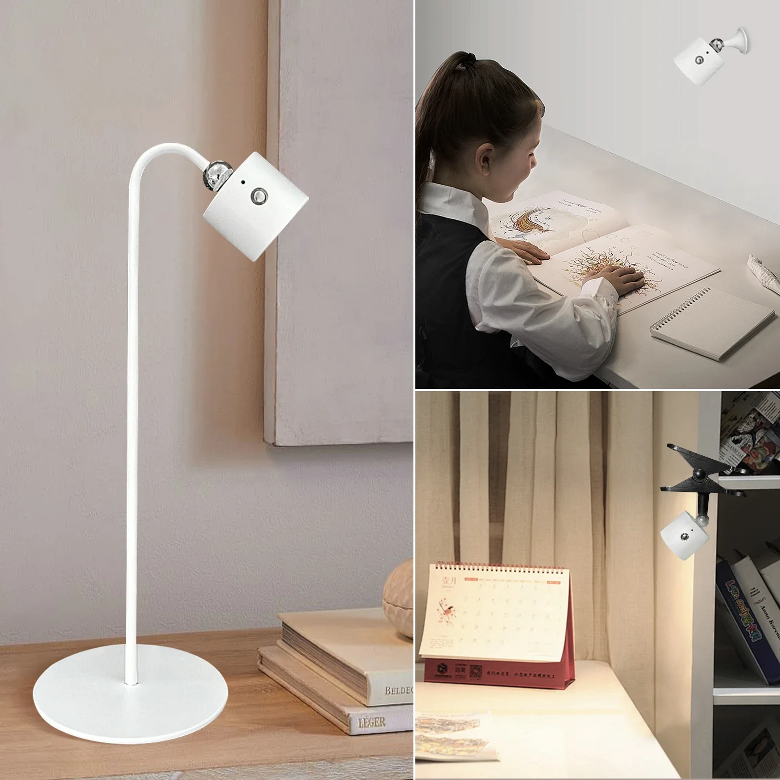 Modern Multifunctional Three-level Brightness Adjustment Magnetic Desk Lamp, Detachable Portable Lamp Dimmable Home Decoration