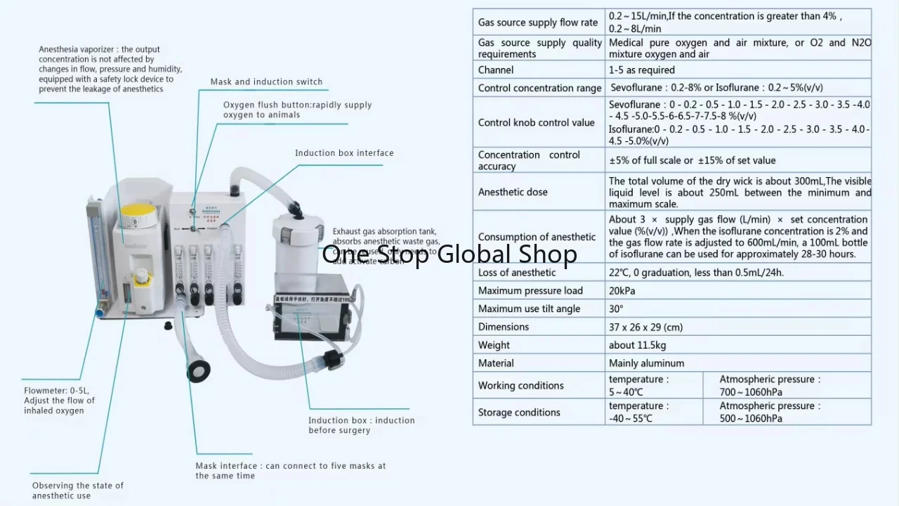 DL8 Laboratory Anaesthesia Machine 5-channel for Small Animals Rats Rabbits Hamsters  Flow Meter Fast Supply