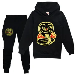 2023 Spring New Cobra Kai Hoodie Suit Cotton Kids Hoodie And Pant Two-piece Children Clothing Set 2-16 Years Girl Boys Clothes