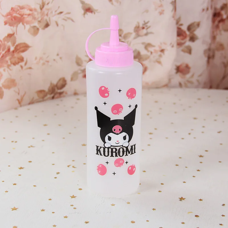 Cute Sanrio Oil Pot Cartoon Hello Kitty Kuromi Print Household Kitchen Tip Plastic Oil Filter Pot Ketchup Salad Seasoning Bottle