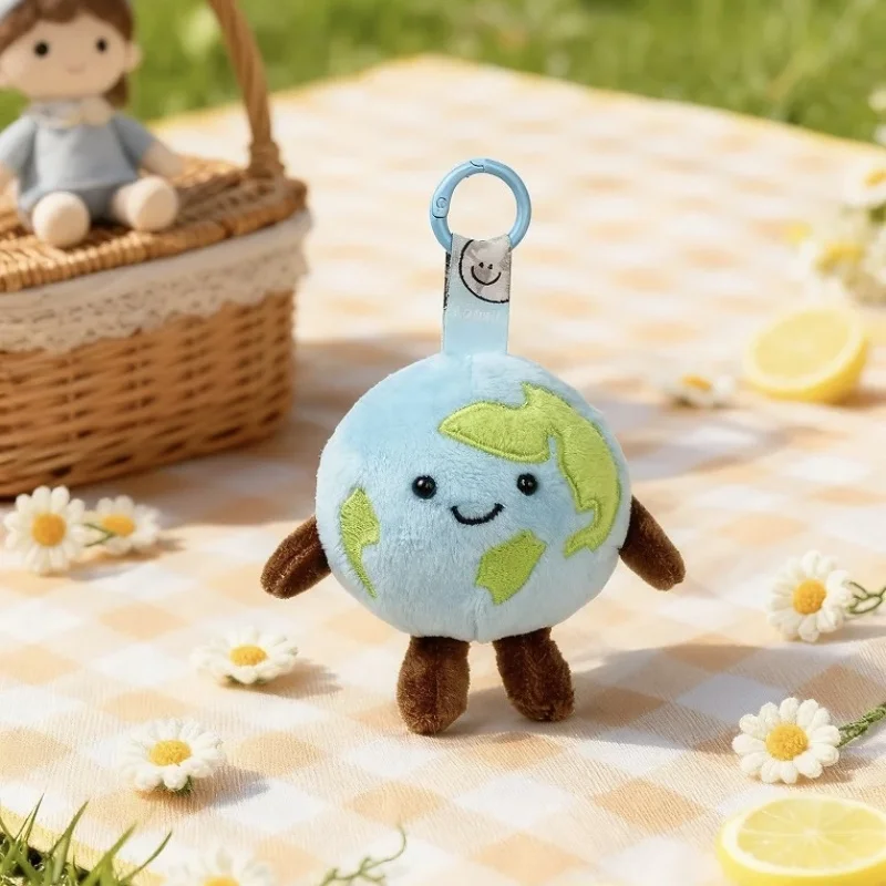 Super Cute Earth Keychain - 3.94 Inches (1.57 Inches Diameter), Soft Plush Pendant with A Smiling Face and Green Continent, Sturdy Bag Pendant for Backpacks, Purses and Keys - Perfect for Unique Travelers and Nature Lovers