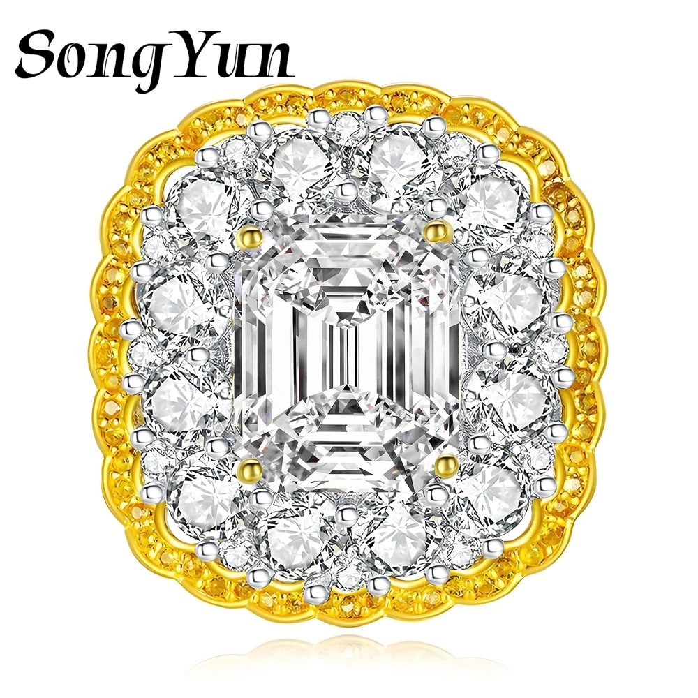 

SongYun Jewelry 925 Sterling Silver Ring Moissanite D Color VVS1 Designer Handcrafted Sparkle Rings Diamond Accessories