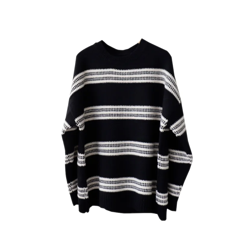 

Свитер для женщин, свободный ленивый стиль, пуловер из искусственного норкового бархата, без катышков, полосатый жемчужный бархат