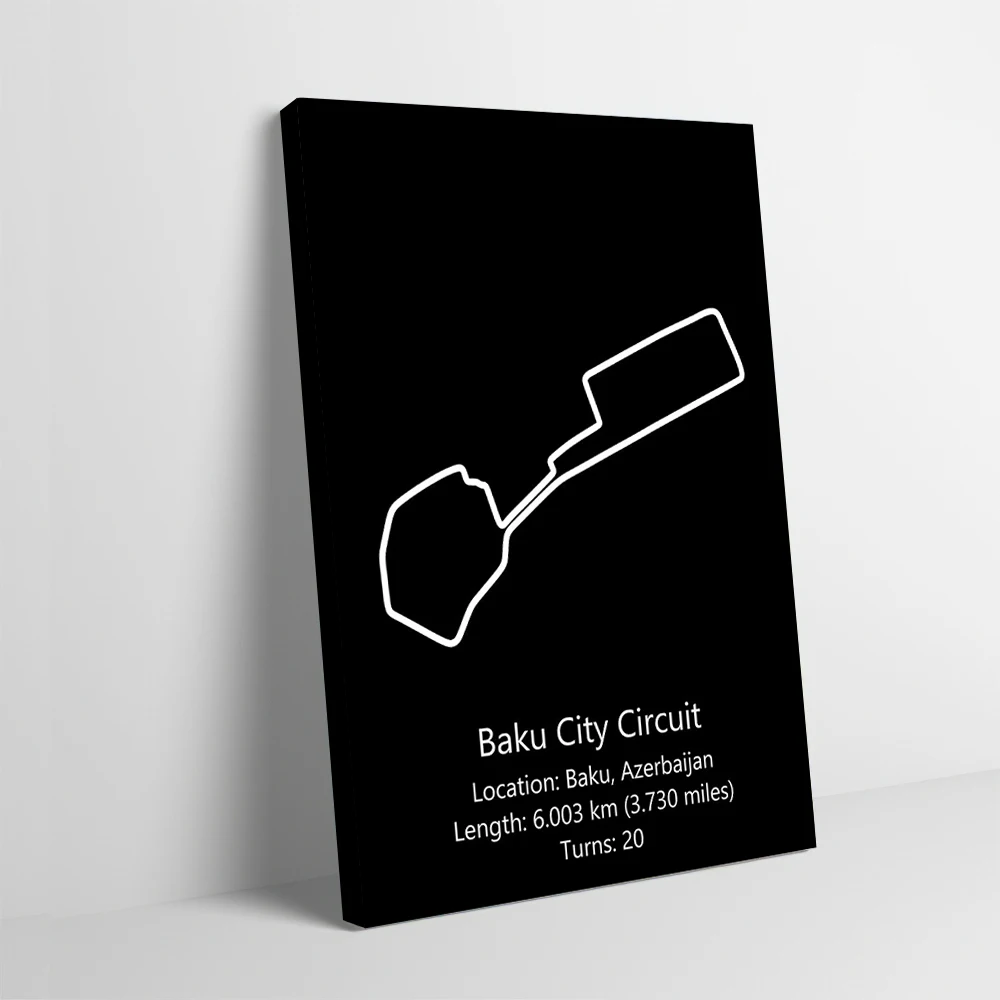 Baku City Circuit Printing Poster Customizable Pictures Wall Art Canvas Painting for Gaming Room Decoration Home Bathroom Decor