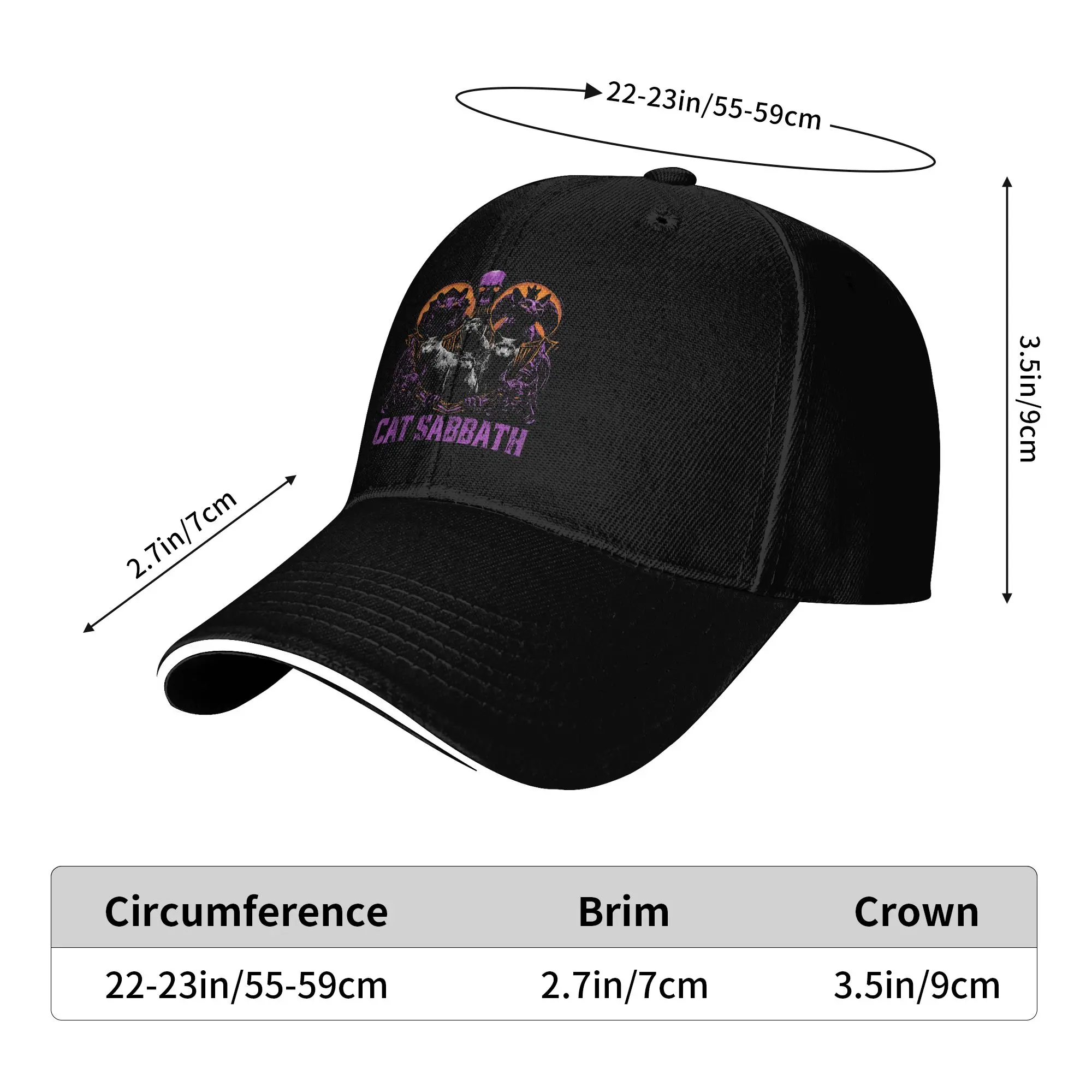 Spring Cat Sabbath Feline Heavy Rock Band Parody Rock Music Baseball Cap  Outdoor Sports Casual Print Sun Hip Hop Hats