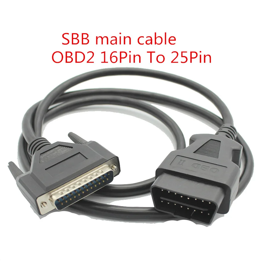 Universal 100cm OBD2 16Pin Male to 25Pin Male OBDII Adapter Car Connector Extension Main Cable for SBB Key Programmer Tools