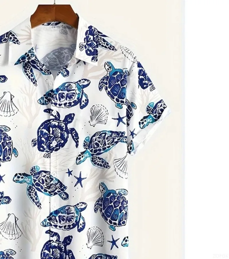 الصيف السلاحف ثلاثية الأبعاد طباعة هاواي شاطئ قمصان الرجال النساء عادية موضة الشارع الشهير قصيرة الأكمام قميص بلوزة Harajuku رجل الملابس #4