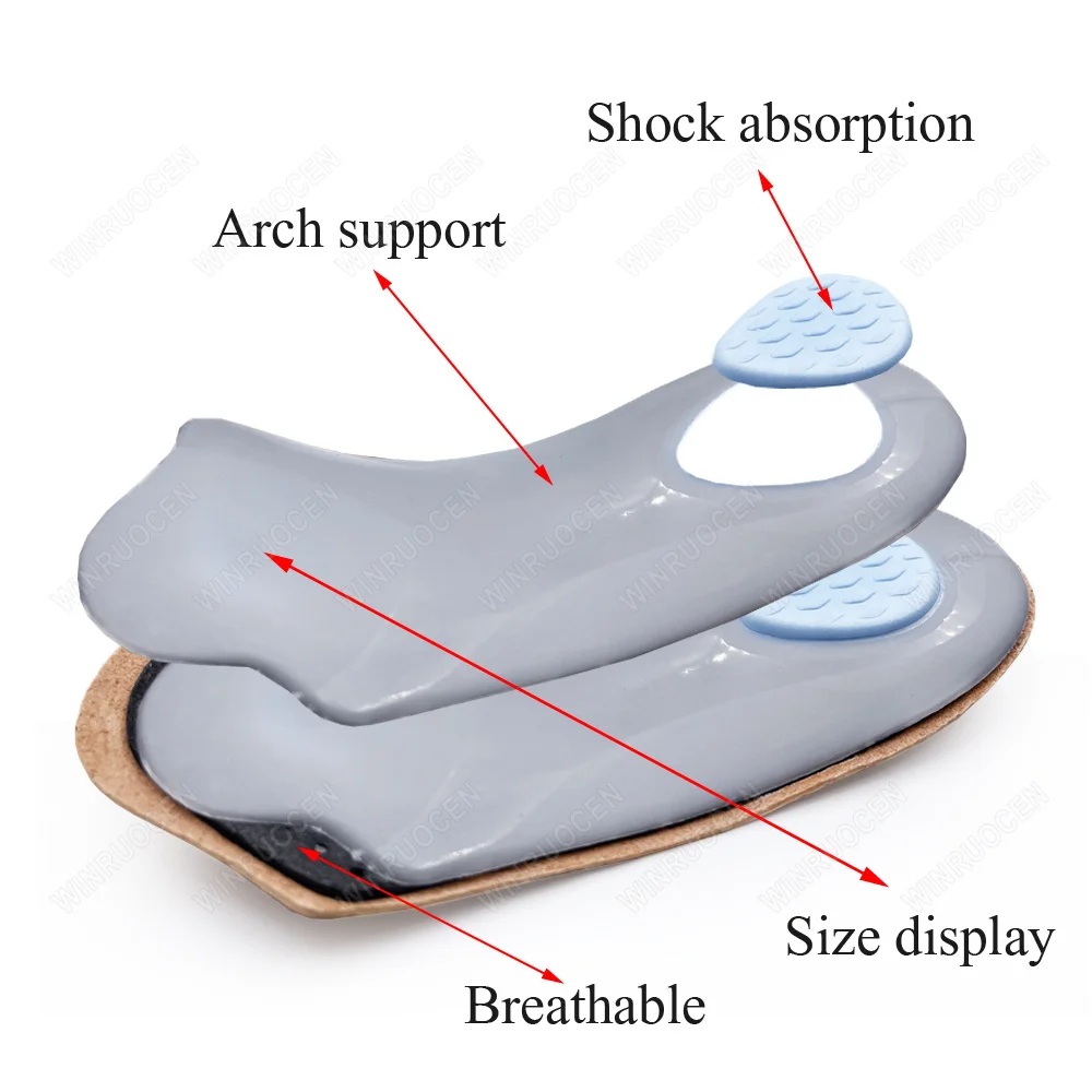 Hot New Unisex Half Shoe Pad Leather Arch Support 3/4 Men Women Flat Foot Tool Corrector Orthotics Heel Pain Spur Relief Insoles