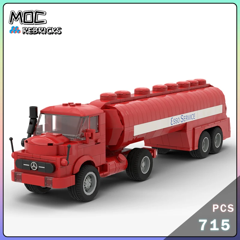 MOC Unimog 406 Homage to 650-2 Esso Tanker T1 Fire Truck Building Blocks DIY Model Originality Bricks Boy Toy Holiday Gifts