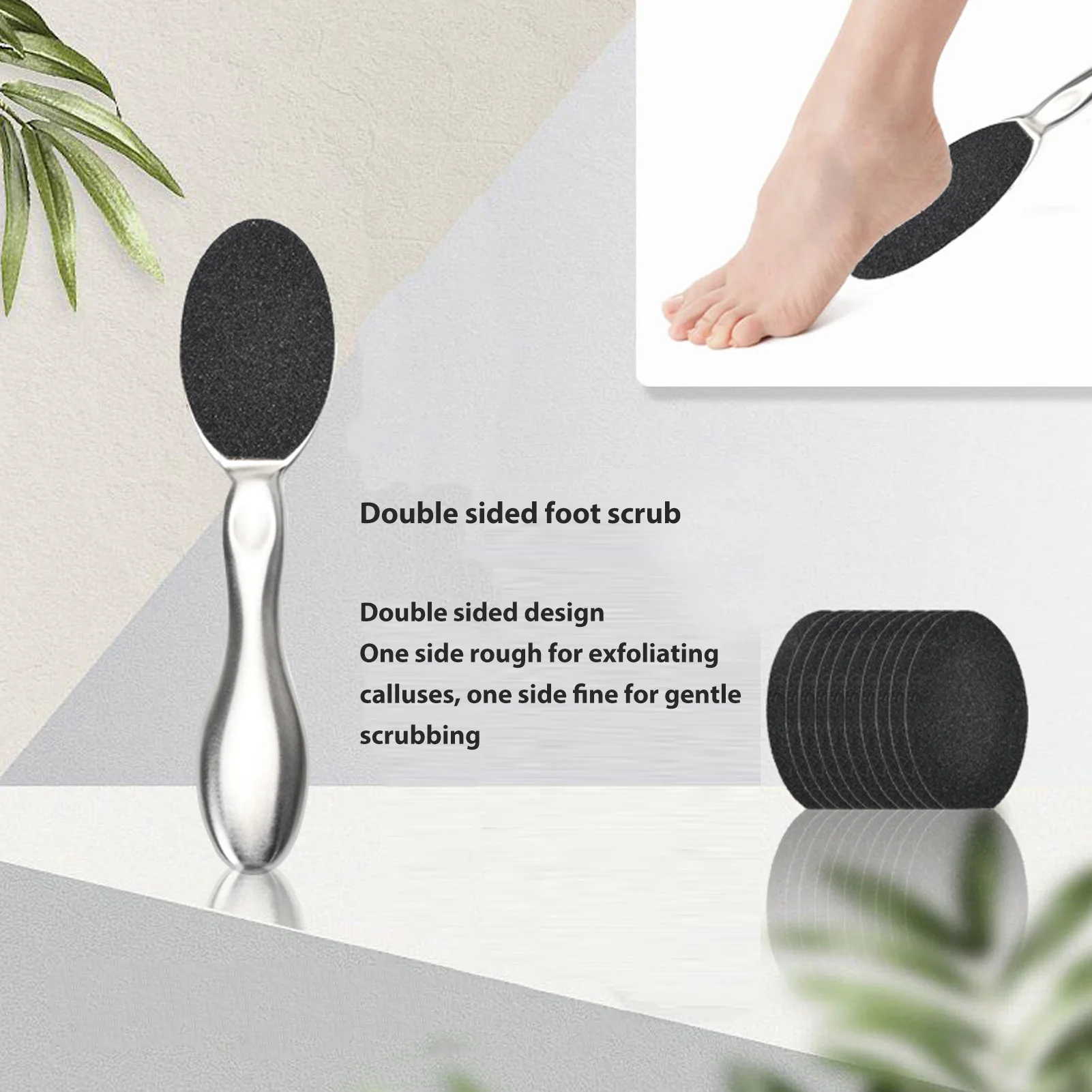 Foot File Callus Remover Scrubber Stainless Steel Dead Skin Scraper Double Sided Ergonomic Foot Rasp Pedicure Tool