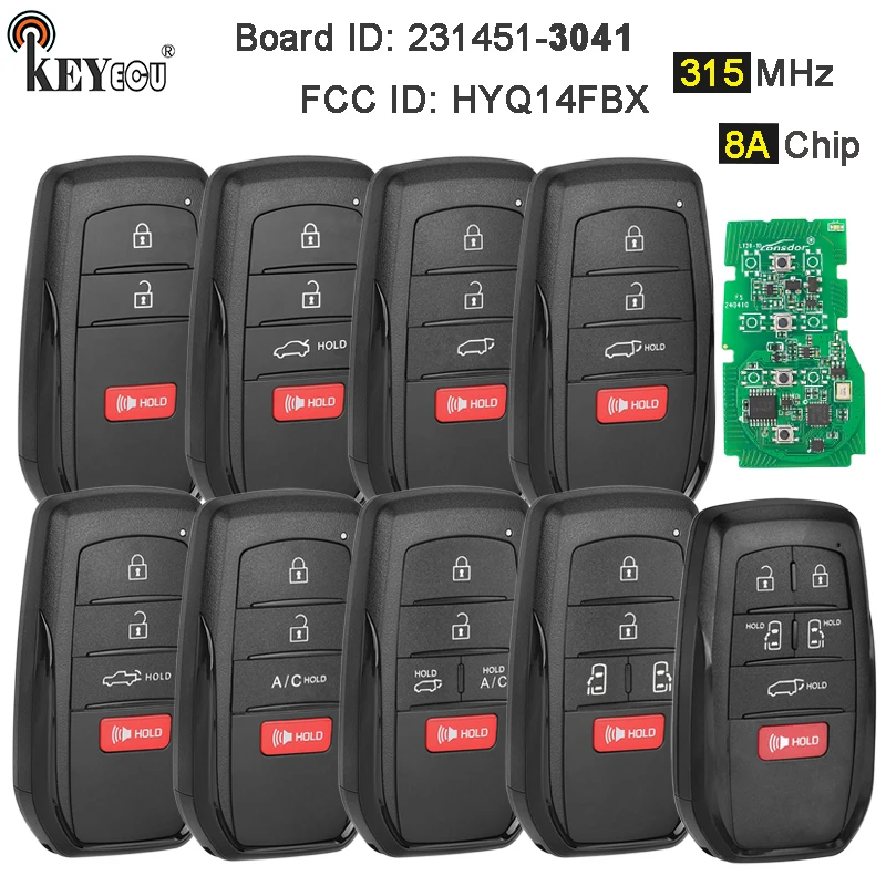 

KEYECU 314.3MHz 231451-3041 HYQ14FBX Smart Remote Key Fob for Toyota RAV4 Prime Venza Sequoia Crown BZ4X Highlander Sienna Prius