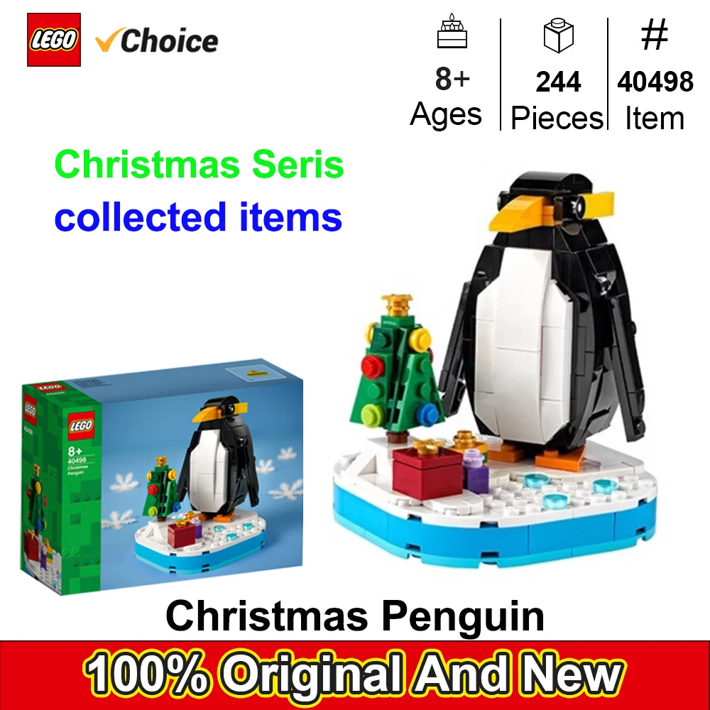 

LEGO 40498 Рождественский пингвин для детей 8 лет, игрушки и строительные животные с кирпичами LEGO, рождественские игрушки