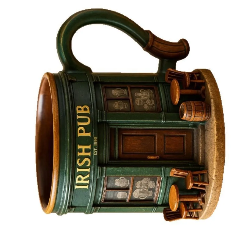 ABMI-Ideal For Various Occasions 300Ml 3D Resin Mug In Irish Pub Design- Includes Inner Liner& Gift Boxing,