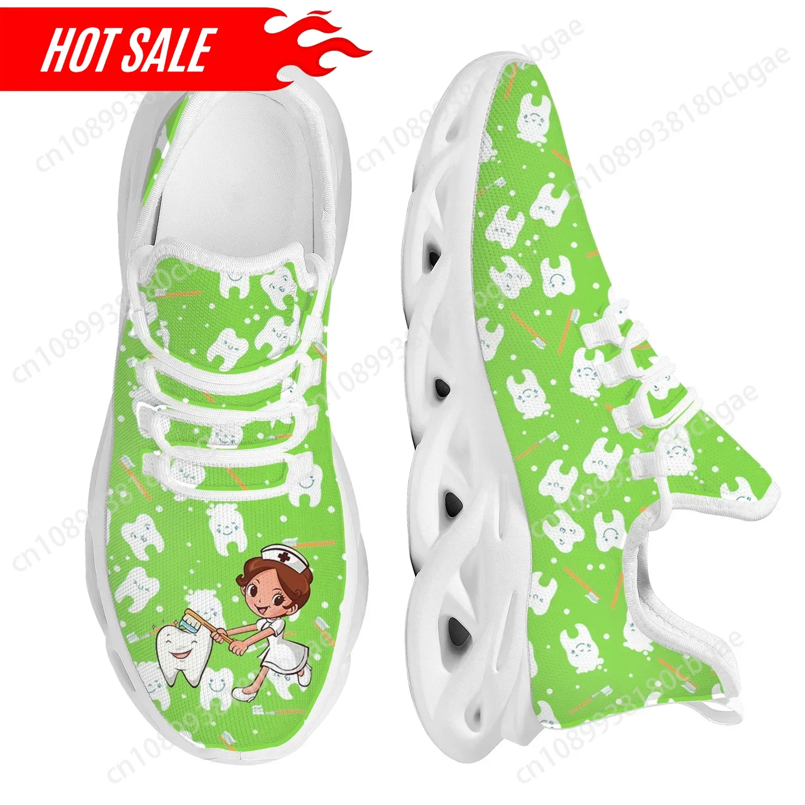 

Women's Mesh Swing Sneakers Kawaii Nurse and Teeth Cartoon Platform Shoes for Ladies Comfort Lace-up Walking Tennis