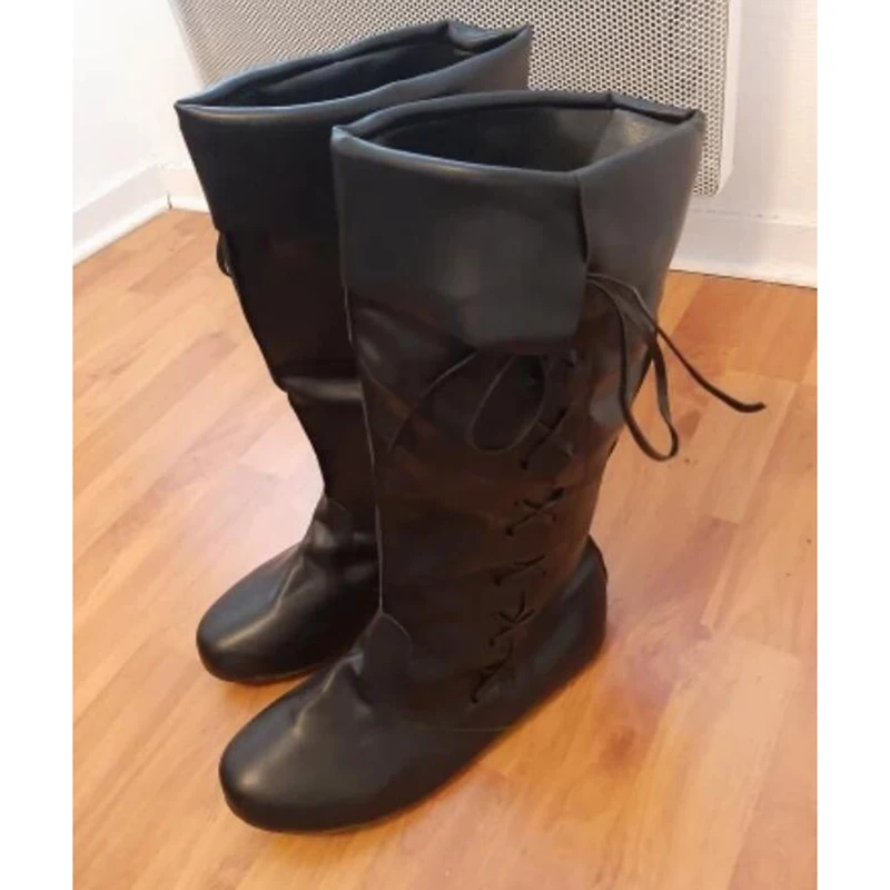 أحذية جلدية عالية الفارس للرجال والنساء ، أحذية كوسبلاي في العصور الوسطى ، فاسق قوطي ، إكسسوارات قراصنة ، زي الهالوين ، أحذية ويتشر ، عصر النهضة