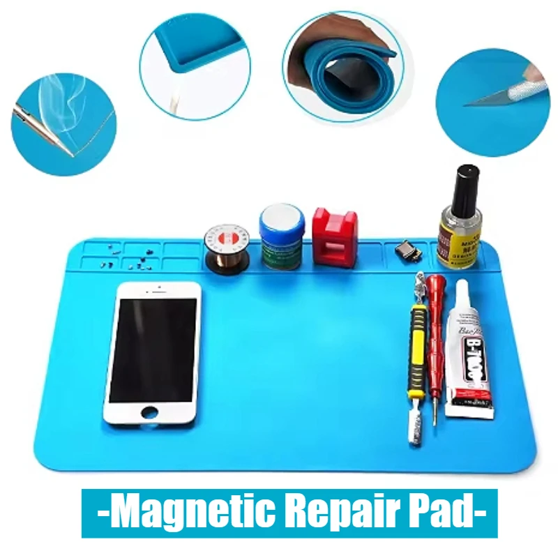 

Коврик для ремонта электроники, термостойкая изоляция, силиконовая паяльная магнитная ремонтная площадка для паяльной станции BGA