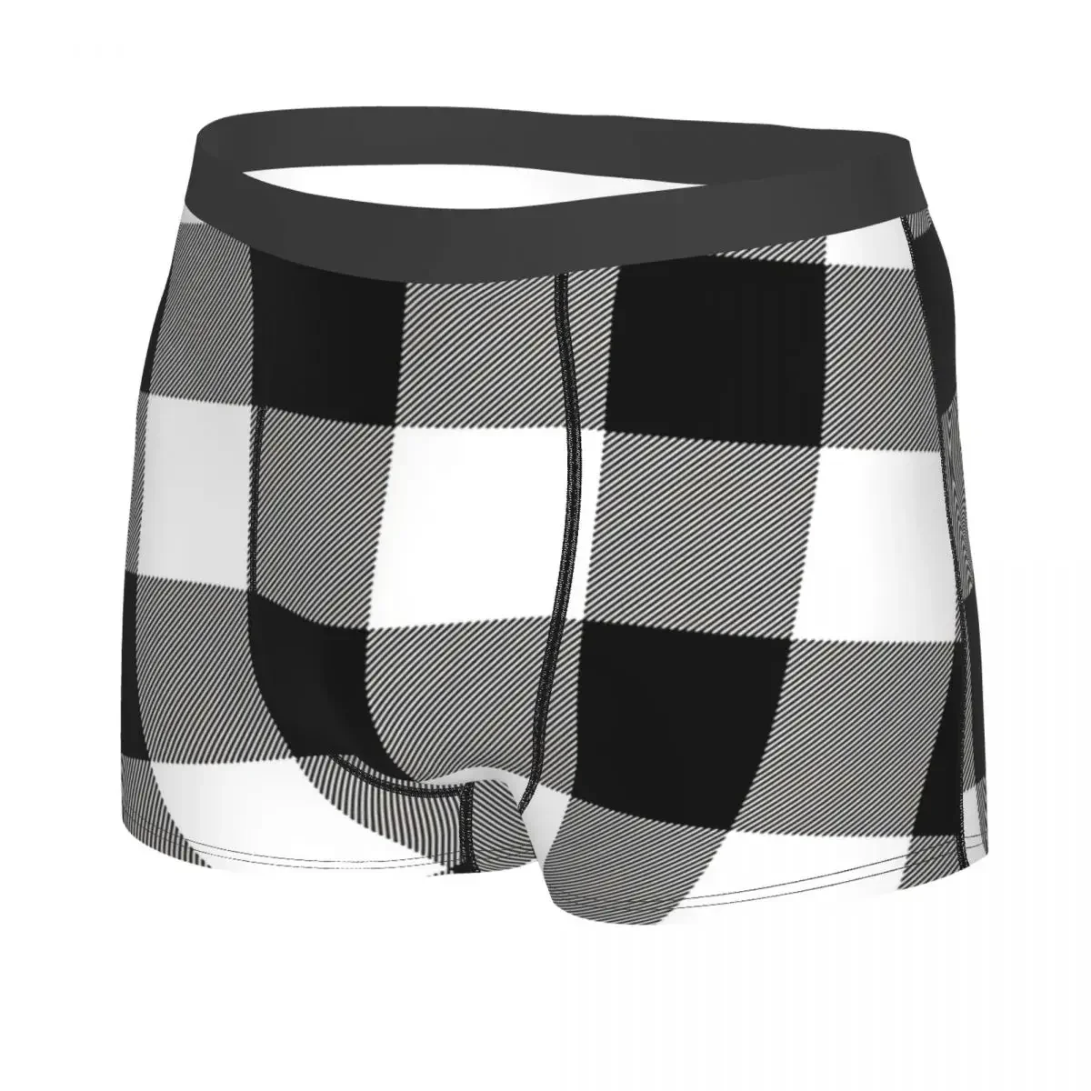 Buffalo Check Black Plaid Wide Stripes Men Boxer Briefs Highly Breathable Underwear High Quality Print Shorts Birthday Gifts