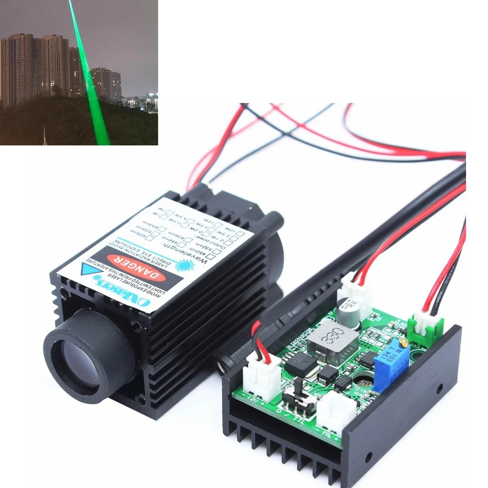 

Coarse light 520nm 1W green laser bird repellent 12V 1000MW laser module supports TTL PWM