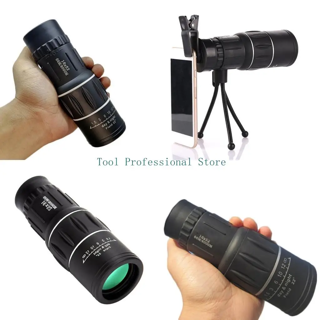 57QF High-power Compact- Monocular 16x52 Monocular Dual-Focus Optics Zoom Telescope Low Light Night Vision- Monocular Gift