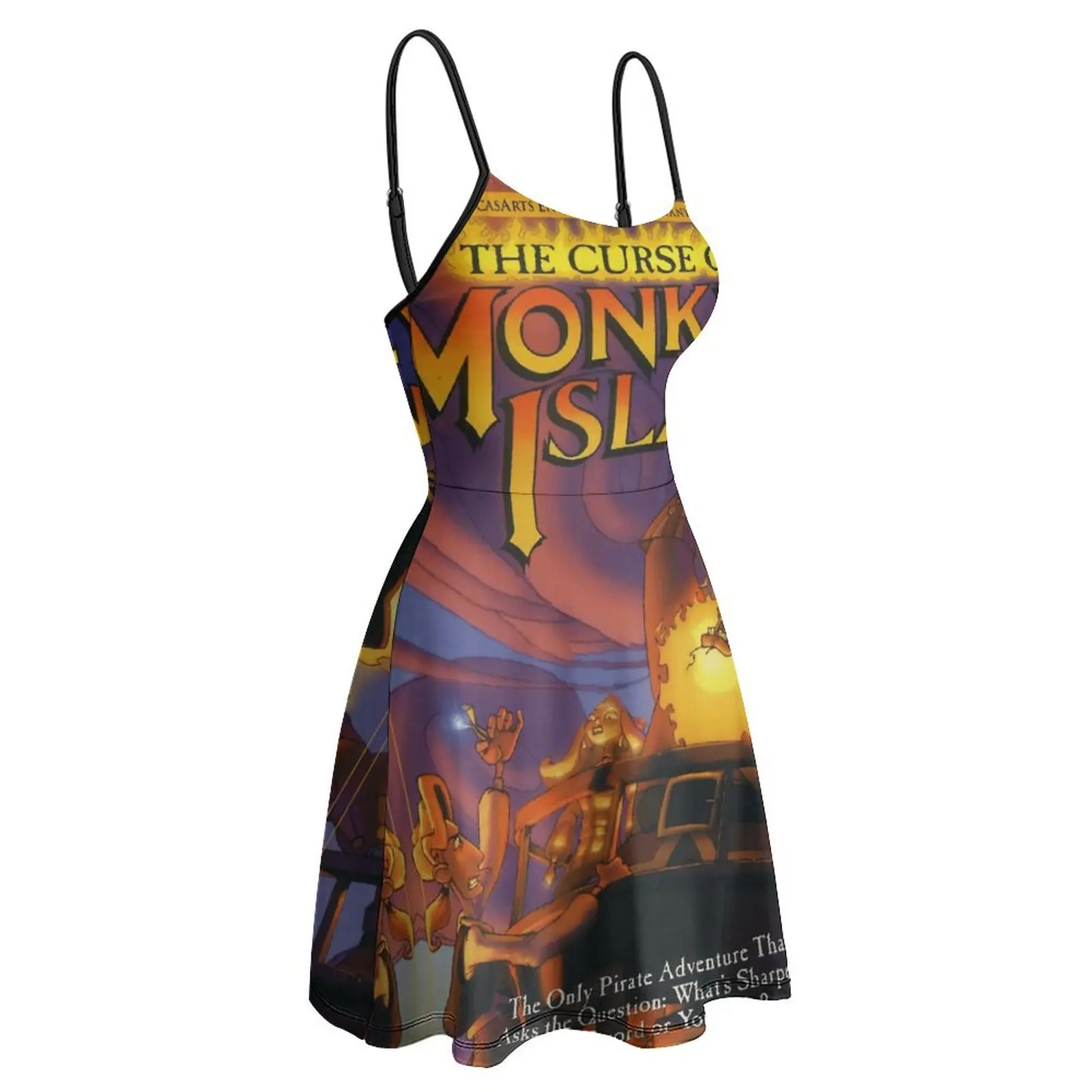 THE CURSE OF MONKEY ISLAND Women's Sling Dress Humor Graphic Suspender Dress Novelty Exotic  Woman's Dress  Clubs