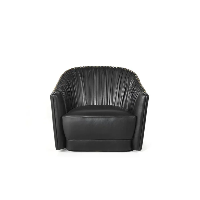 

High-end leather pleated sofa chair villa living room wild personality multi-person sofa