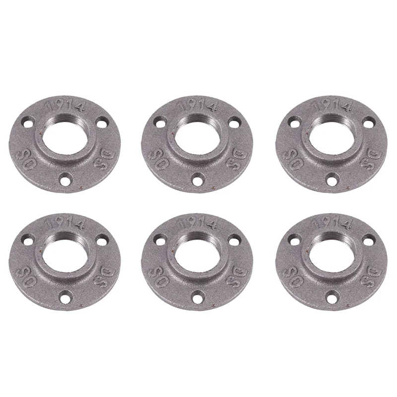 

A84E-1 дюймов ковкий чугунный трубный фланец, промышленные трубные фланцы для резьбовых черных труб и фитингов 6 шт.