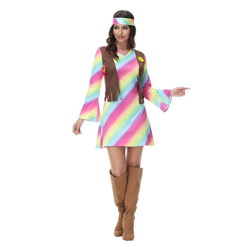 

Adults Hippie Costume High Quality Indian Cosplay Costume Halloween Party Retro Party Hippy Clothing For Women