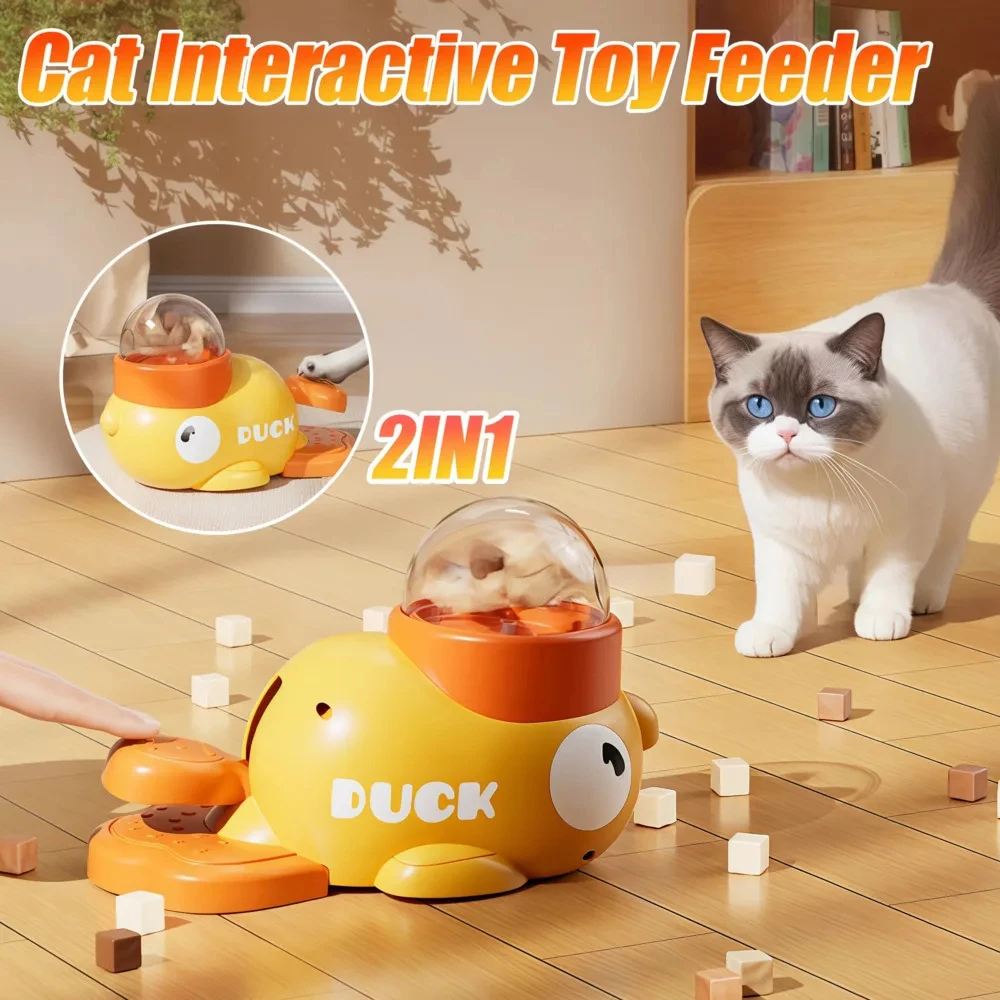 

Cat Interactive Toys Automatic Dog Puzzle Feeder Food Treat Dispenser Cartoon Duck Design Anti-slip Pet Feeder for Dog Training