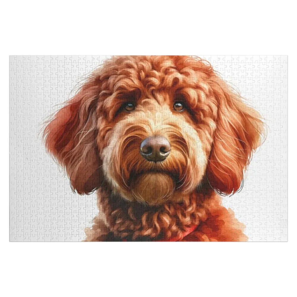 

Red Australian Labradoodle Dog Jigsaw Puzzle Custom Wood Animals Custom Wooden Name Puzzle