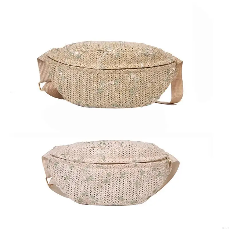 

340D Fashion Crossbody Bag Straw Chest Bags Beach Fanny Pack Women Waist Phone