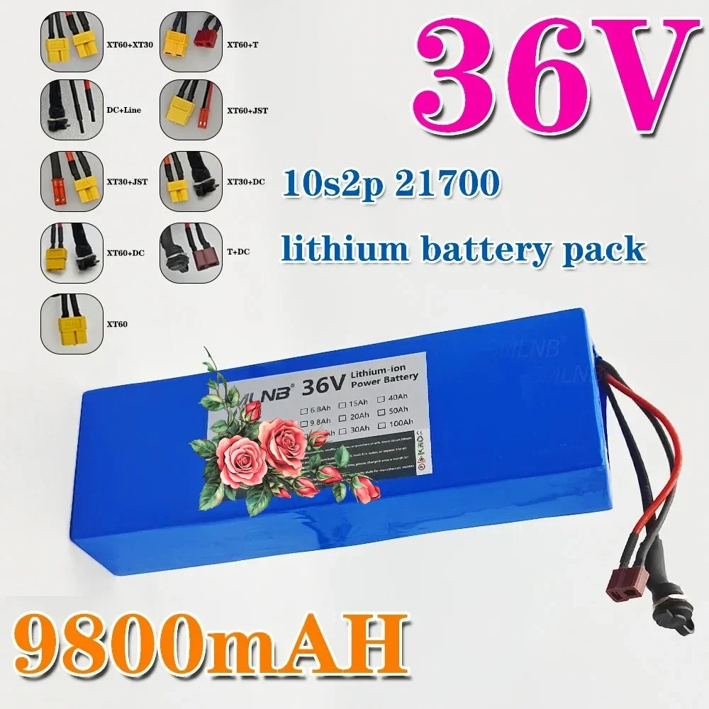

10S2P For fishing bicycle Large Capacity Batteries 36V 9.8Ah 21700 Lithium Battery Pack Rechargeable Battery with BMS Charger