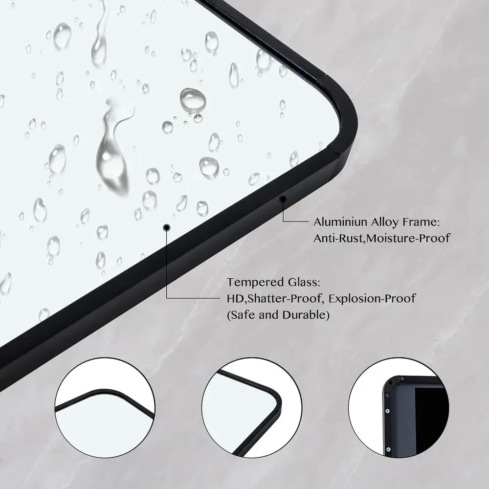 Espelhos de parede pretos de comprimento total para uso acima da porta