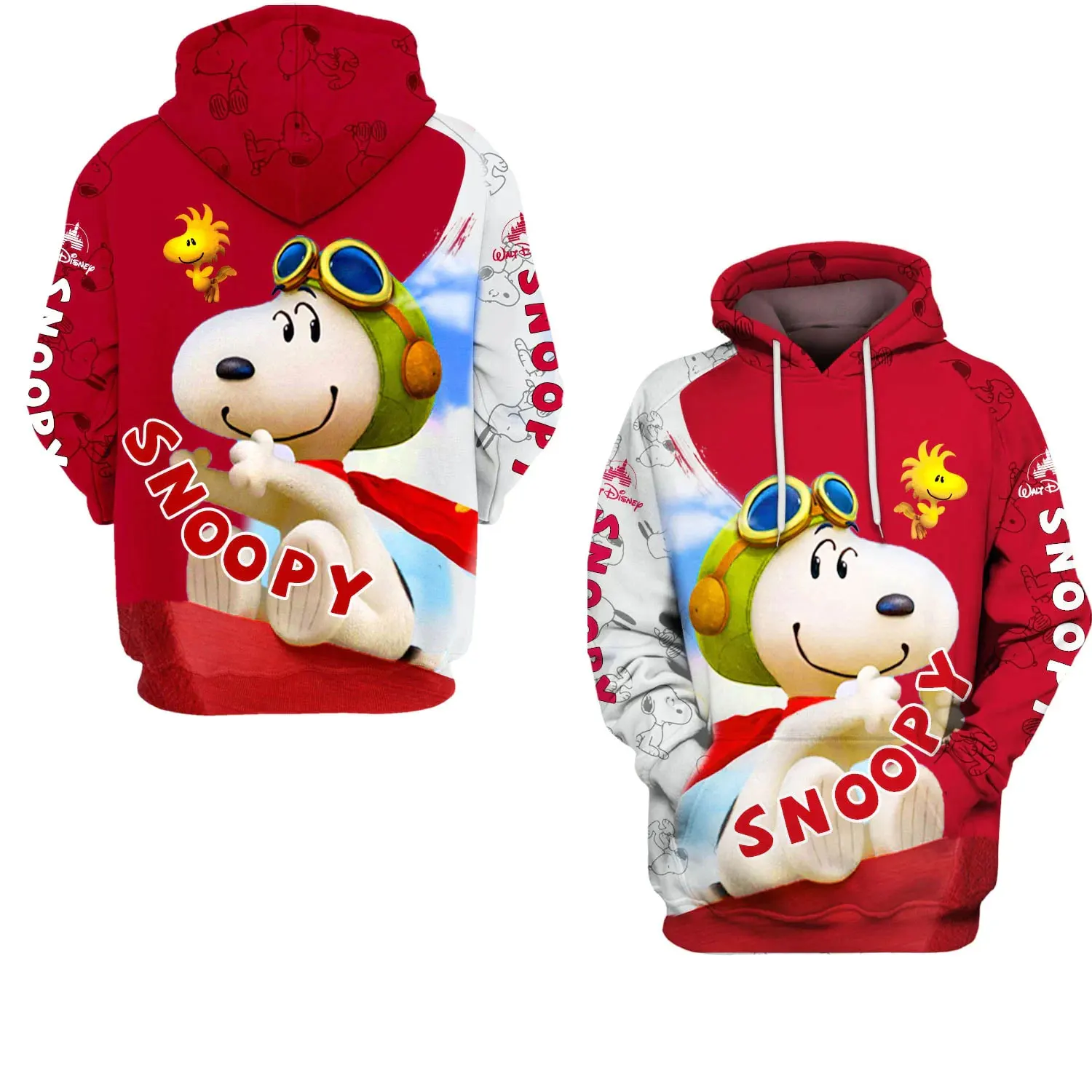 

Disney new 3D printed Snoopy men's hoodie women's street casual sports pullover autumn and winter hip-hop street tops jacket2024