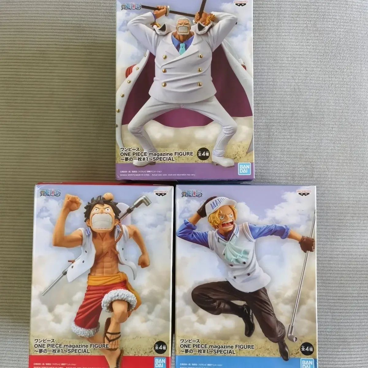 Bandai Original Anime One Piece Banpresto Monkey D Garp Monkey D.Luffy Sabo Title Page Naval Dream Figure Action Toys Kids Gifts