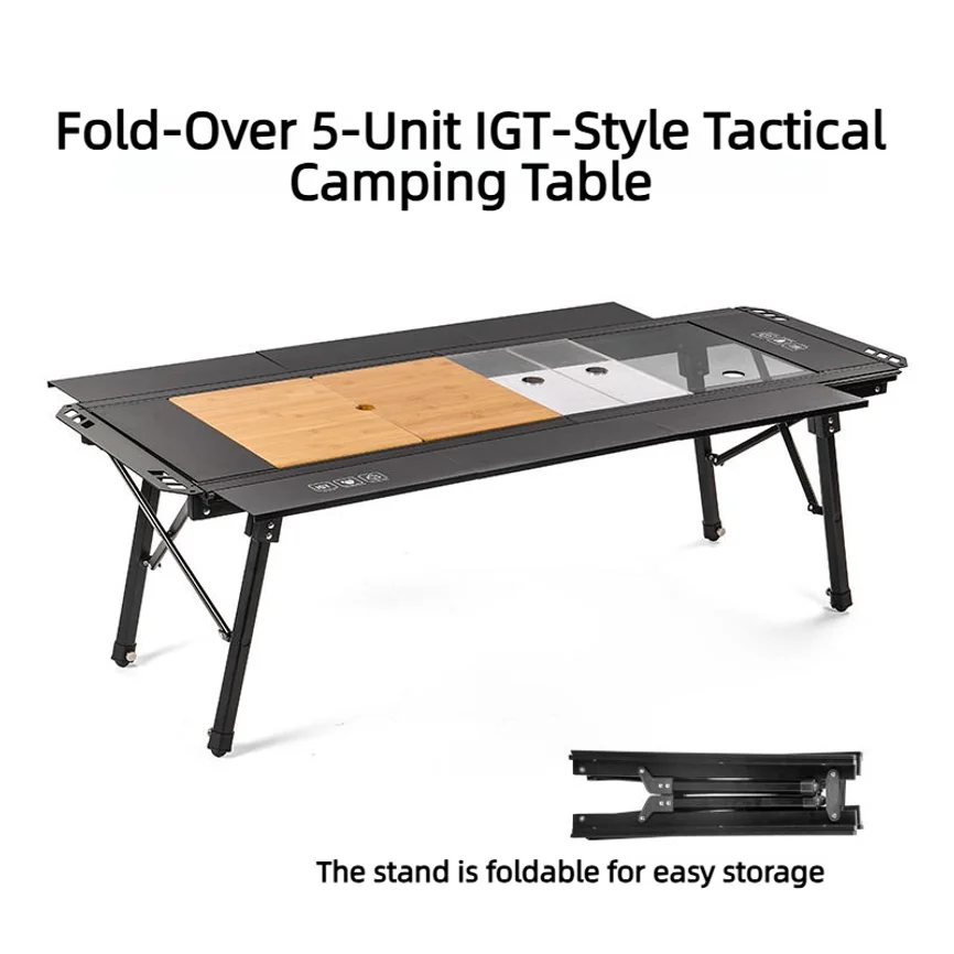 5‑Unit IGT‑Style Tactical Camping Table Fold‑Over Aluminum Modular Height‑Adjustable Splicing Outdoor Camp Desk