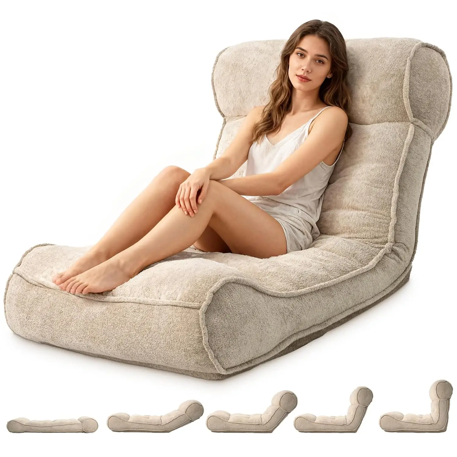 83'' Floor Chair with Adjustable Backrest Couch Recliner Sleeper Bed