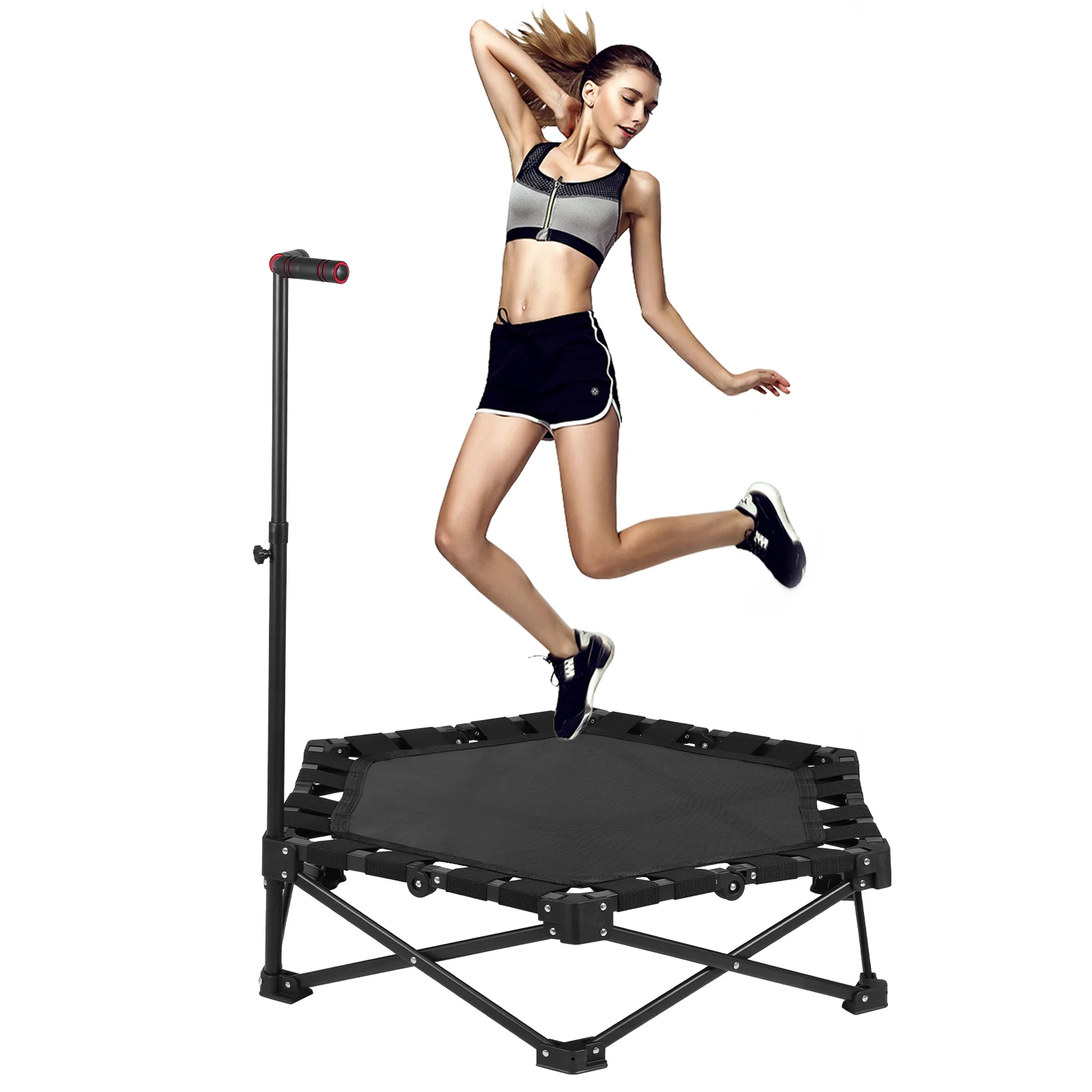 

Регулируемый батут с Т-образной ручкой, портативный, для упражнений, складной, для тренировок в помещении и на улице