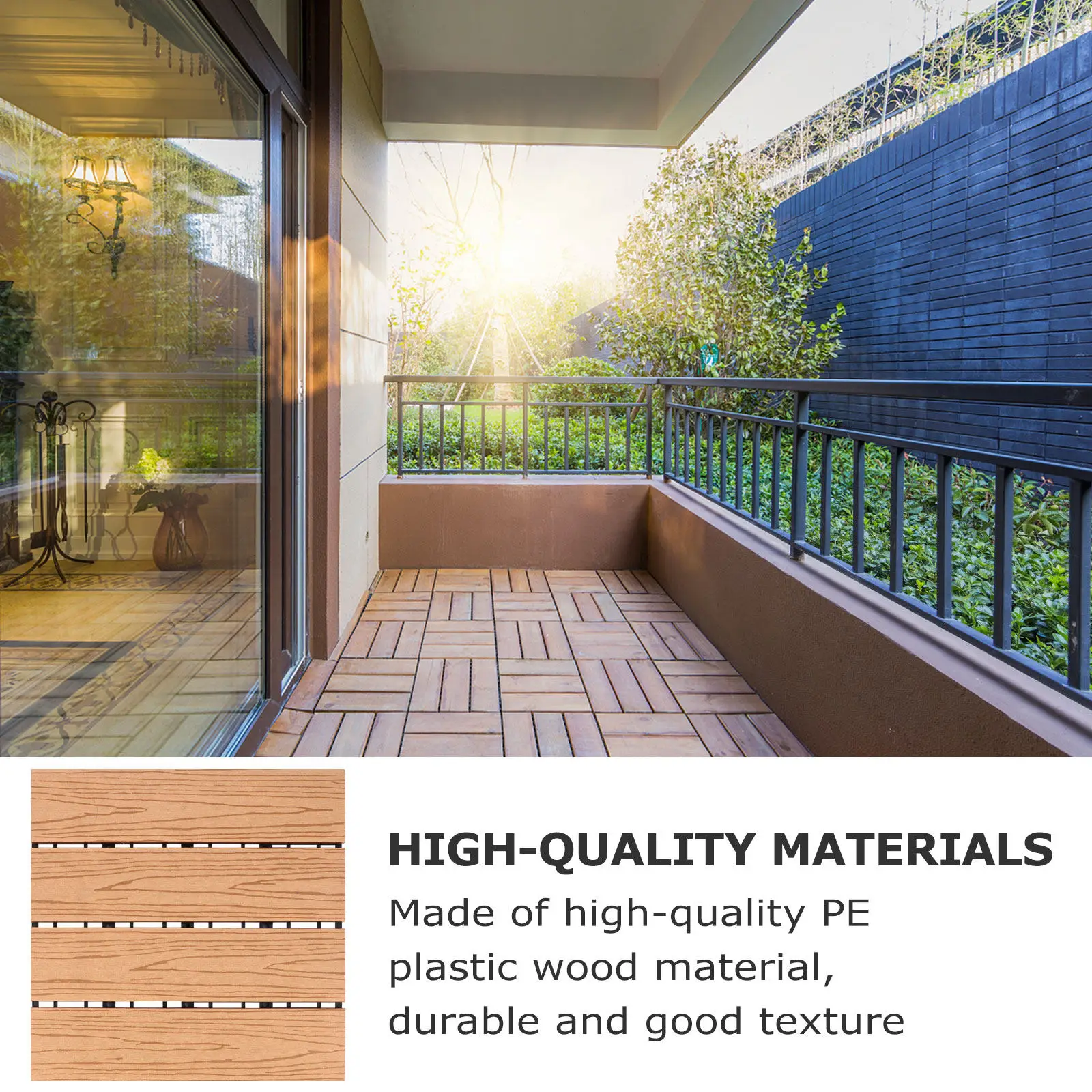 

1 шт. модульный дерево-пластиковый пол для террасы, простой монтаж, всепогодный, для сада, двора, балкона, долговечный