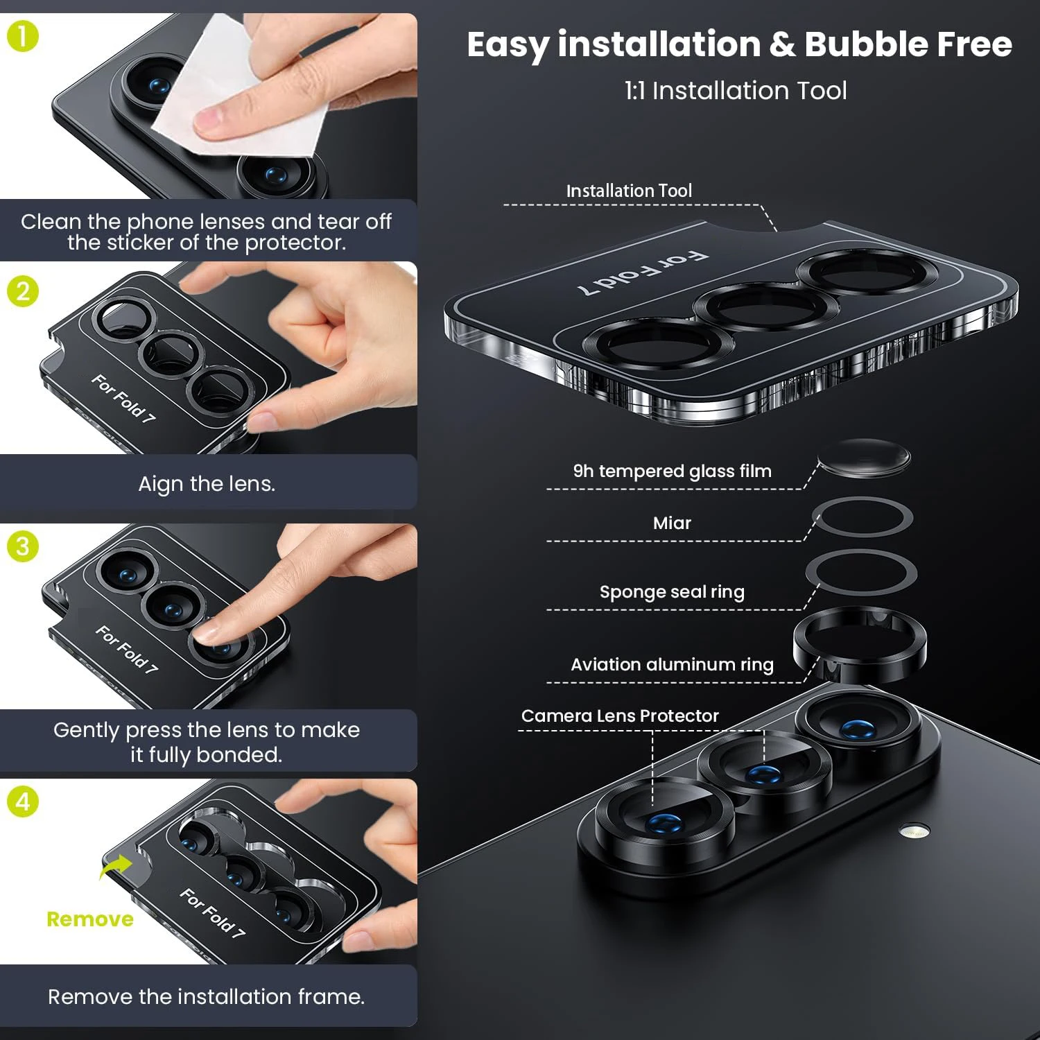 أفلام عدسة الكاميرا المعدنية والزجاجية لهاتف سامسونج جالاكسي Z Fold 7 الفردية سبيكة معدنية حلقة الزجاج المقسى واقيات الكاميرا لـ Fold7 #4